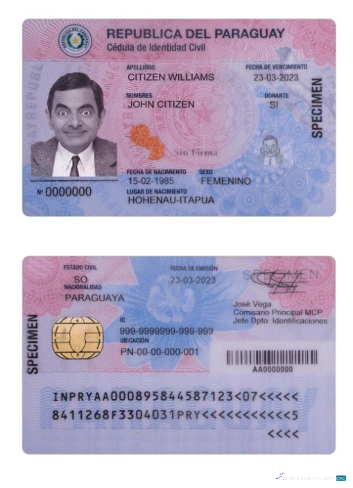 Download Paraguay ID card 2023 present Photoshop template